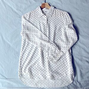 New Uniqlo Rayon White Dotted Blouse Shirt